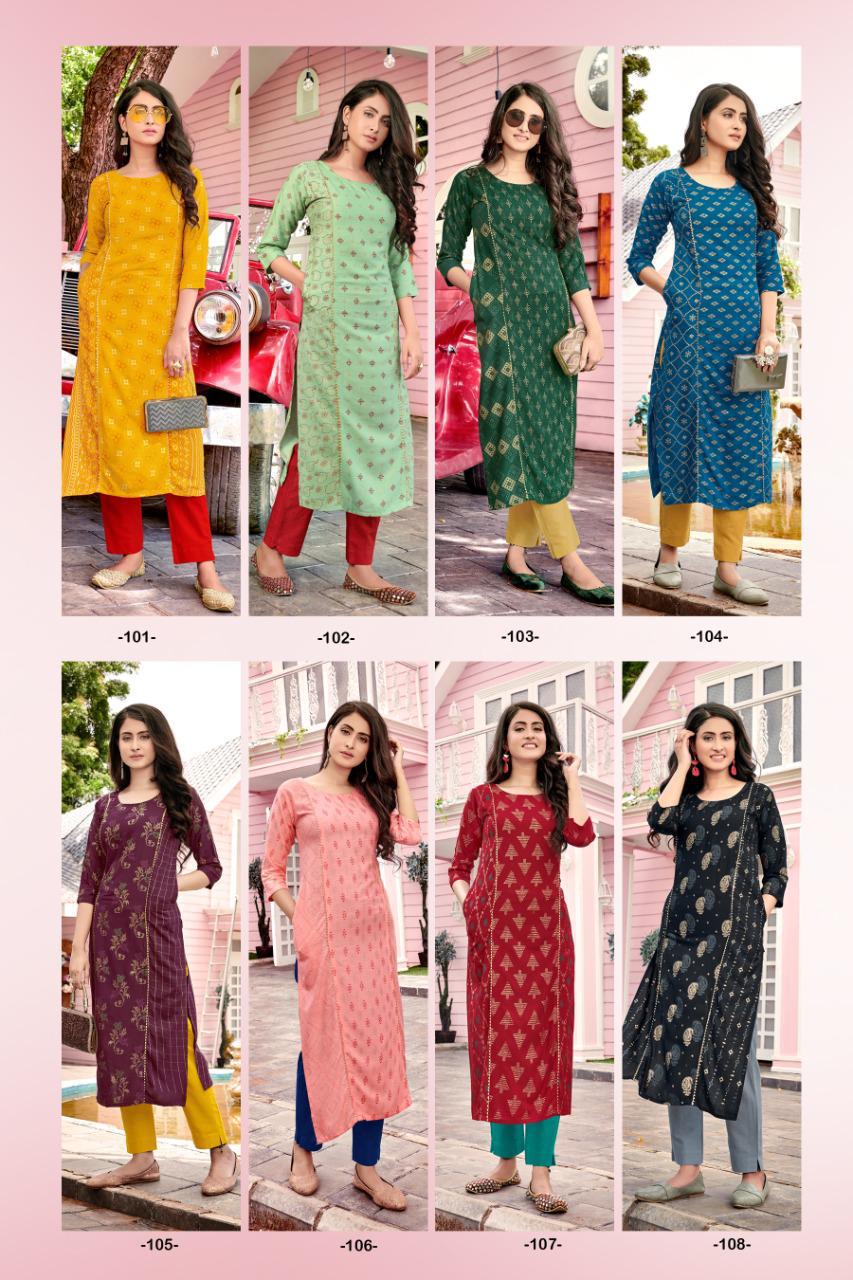 Blue Hills Hi Class 1 Casual Wear Rayon Designer Long Kurti Collection